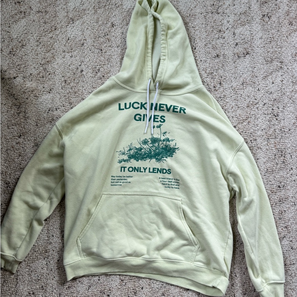 Luck Never Gives Green Graphic Hoodie